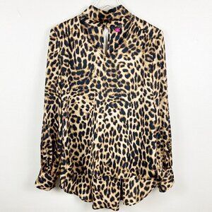 VINCE CAMUTO | Animal Print Choker Neck Style Blouse Long Sleeve Flowy Blouse XS